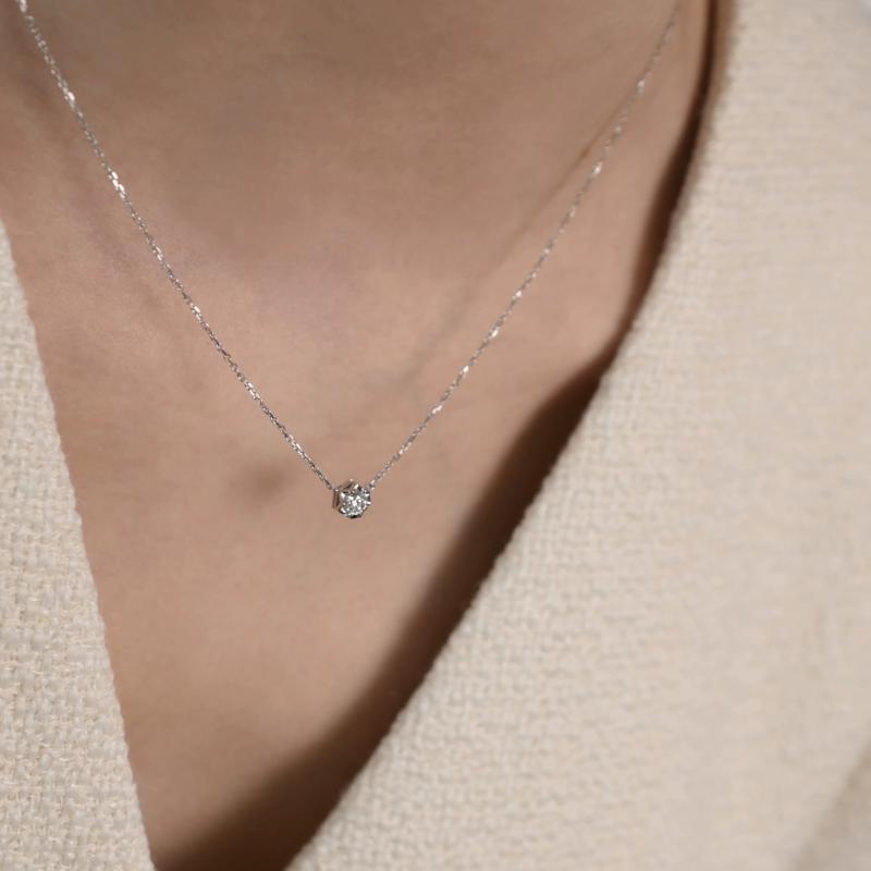 ネックレス レディース シルバー925 ゴールドメッキ ジルコニア ペンダント 鎖骨チェーン シンプル 上..