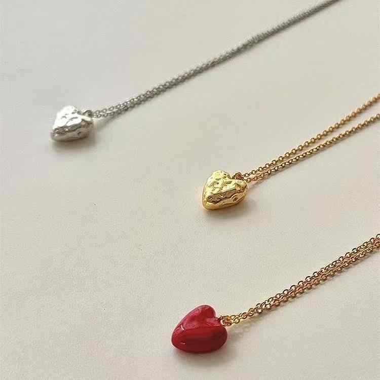 Garnet - ネックレス レディース ハート エナメル ペンダント 高見え チョーカー アクセサリー ジュエリー 秋冬 エレガント 小さめ プチプラ かわいい おしゃれ プレゼント ギフト