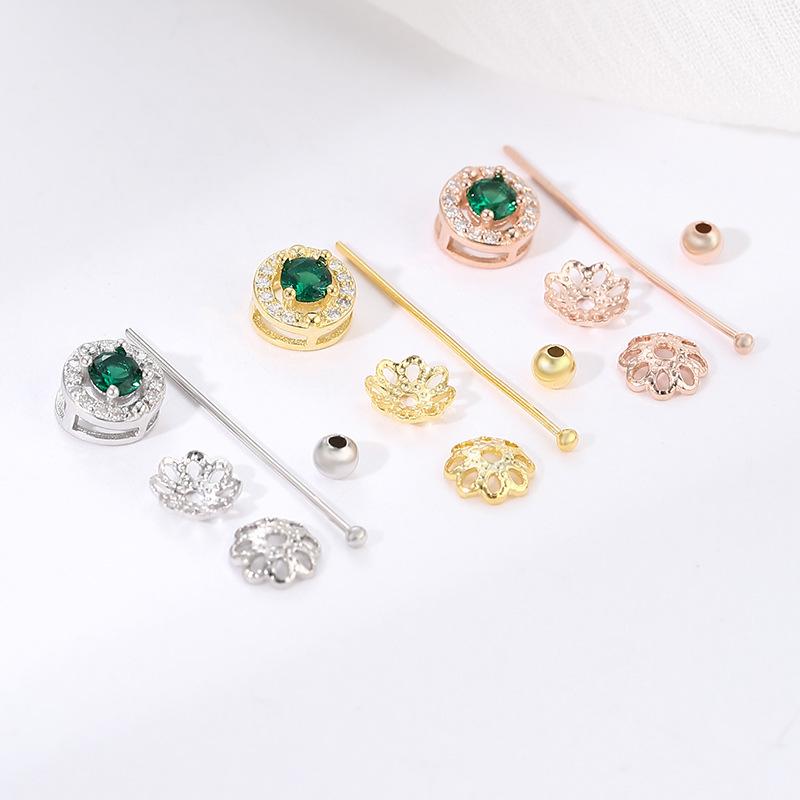 Aquamarine - ネックレス レディース シルバー925 ペンダントトップ 空枠 DIY レトロ アクセサリー パーツ 丸玉 ミツロウ 蜜蝋 パール 10mm 11mm 12mm 手芸