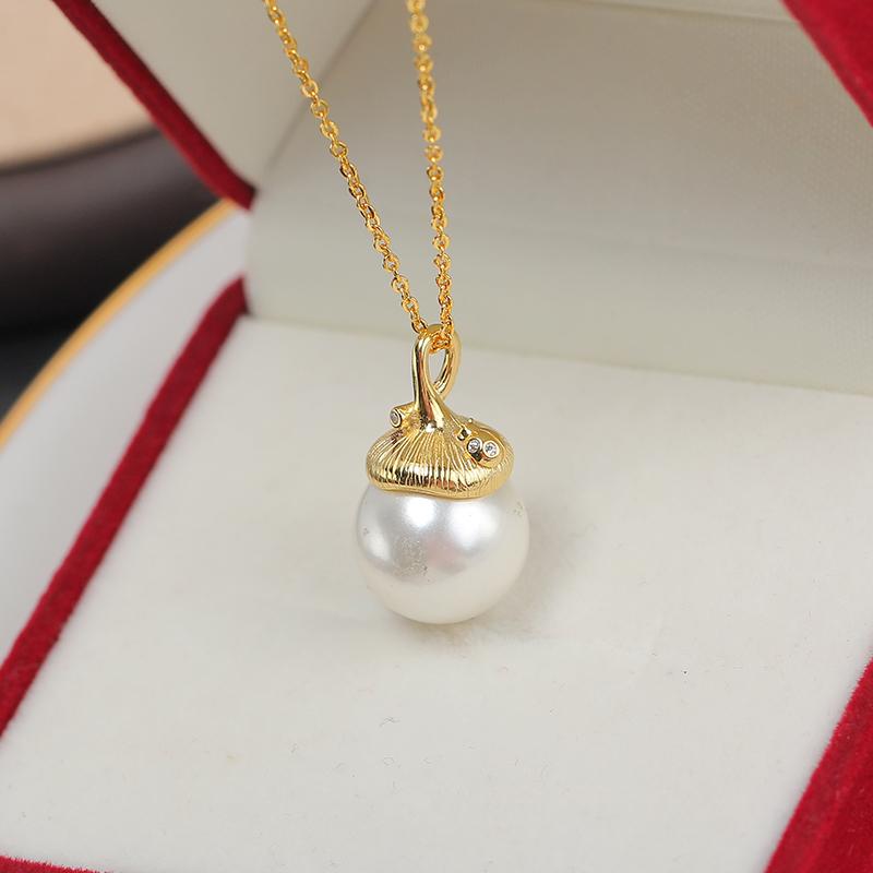 ネックレス レディース シルバー925 ジルコニア 帽子 パール ペンダントトップ DIY アクセサリー パー..