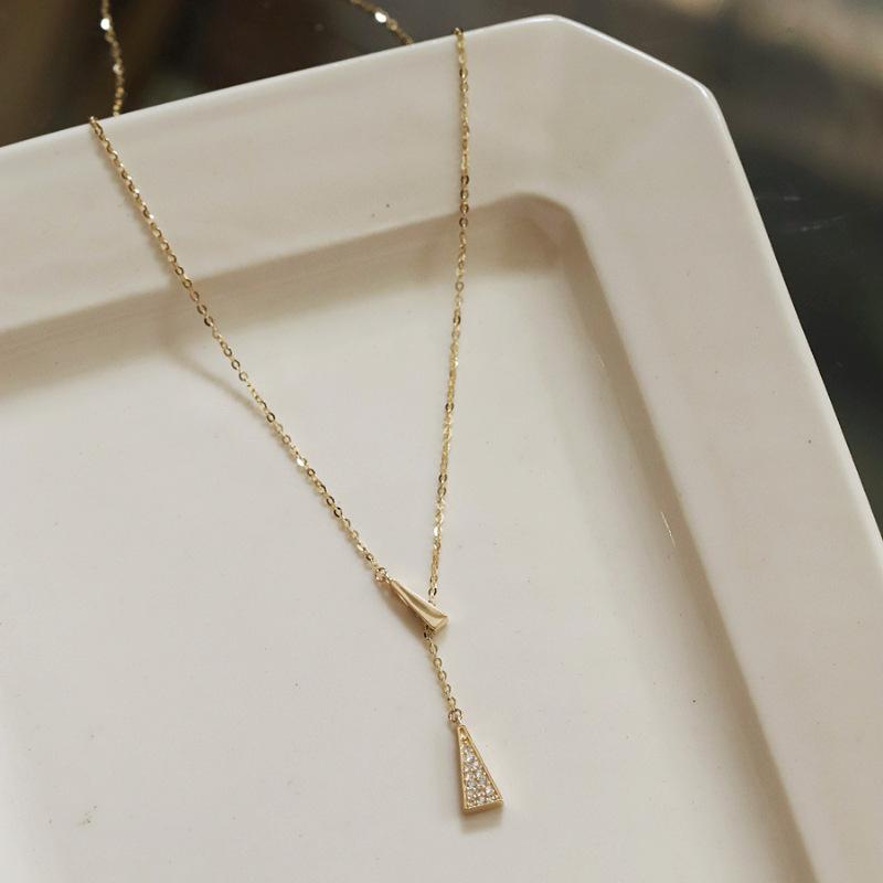 ネックレス レディース シルバー925 K18コーティング Y字 ペンダント 華奢 細身 トライアングル チョーカー 小さめ 上品 エレガント 高見え デイリー パーティー 1
