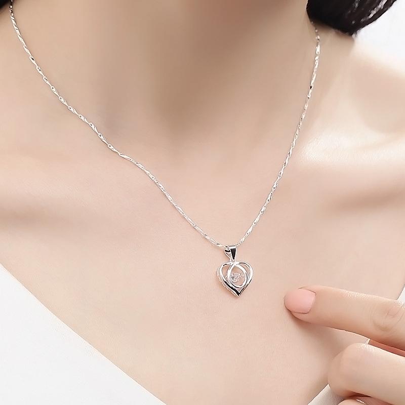 Chromium - ネックレス レディース ハート シルバー925 韓国 ファッション ペンダント かわいい アクセサリー ギフト ラッキーアイテム