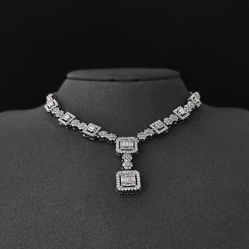 Garnet - ネックレス レディース チョーカー ペンダント ジルコニア ウェディング パーティー ドレス アクセサリー ラグジュアリー 欧米風 フリンジ かわいい おしゃれ