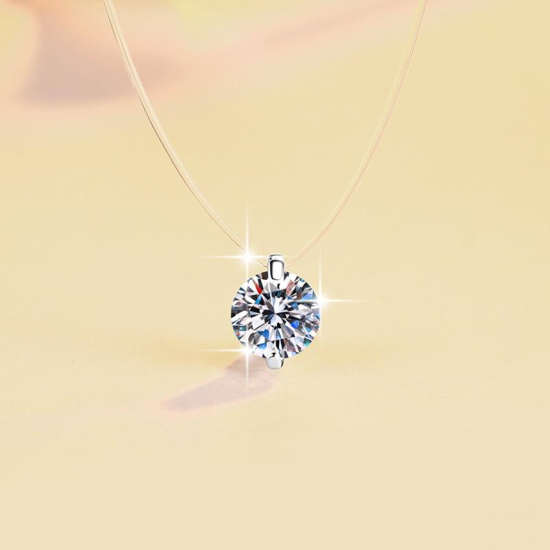 ネックレス レディース ラモサンストーン ジルコニア ペンダント シルバー925 鎖骨チェーン ファッショ..