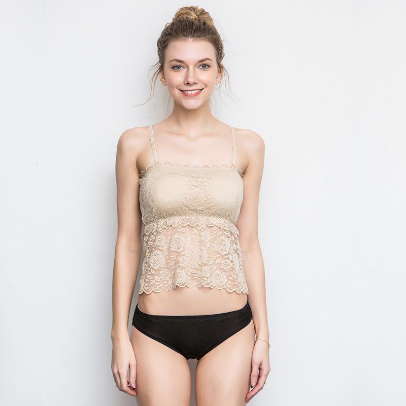 キャミソール レディース 真丝 レース 抹胸 吊りトップ 桑蚕丝 インナー 夏 セクシー 一体型 裹胸 再生..