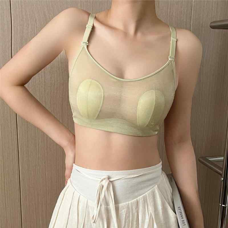 ブラジャー レディース 薄型 網状 メッシュ 抹胸 うさぎ耳 カップ 大胸 垂れ防止 美背