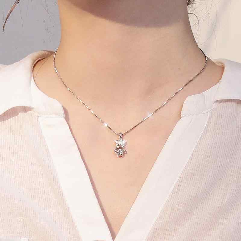 Cubic Zirconia - ネックレス レディース 韓国風 シンプル 学生 森ガール 鎖骨チェーン 跳ねるハート ペンダント 誕生日 ギフト 贈り物 かわいい