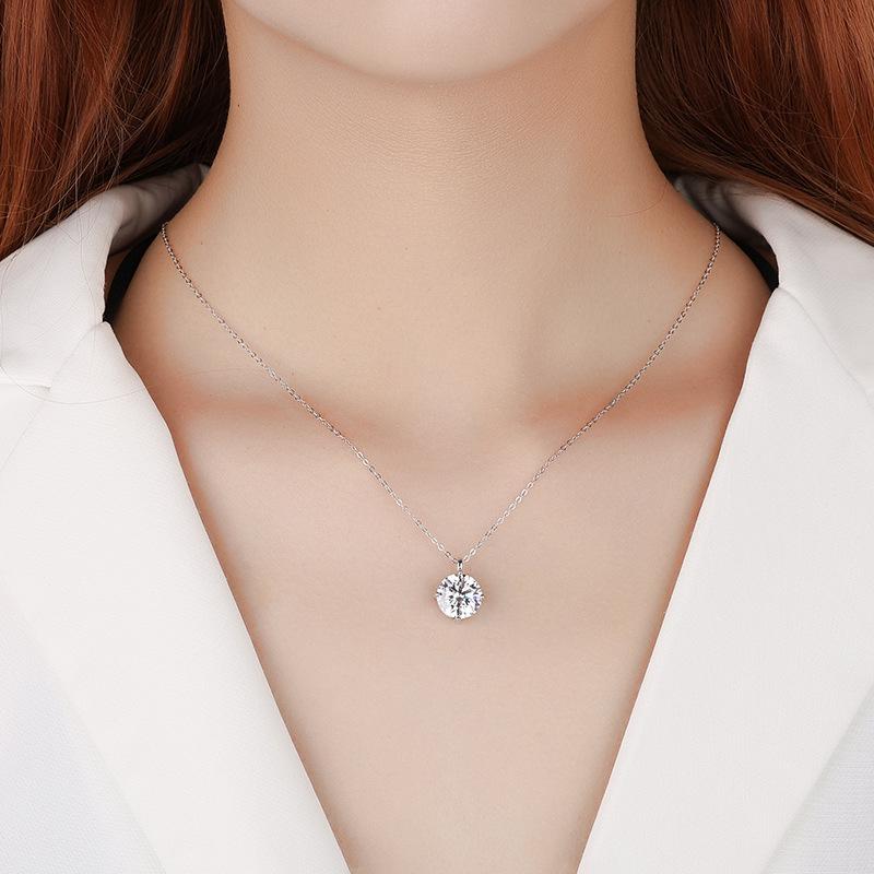 Coral Pink - ネックレス レディース シルバー925 モアサナイト ペンダント 鎖骨チェーン 高級感 ファッション アクセサリー エレガント 上品