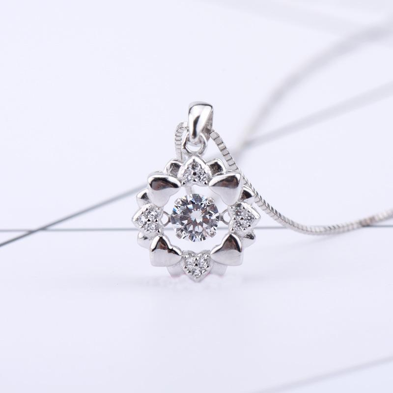 Cubic Zirconia - ネックレス レディース シルバー925 ハート ペンダント かわいい 揺れる キュービックジルコニア 普段使い ファッション アクセサリー ギフト