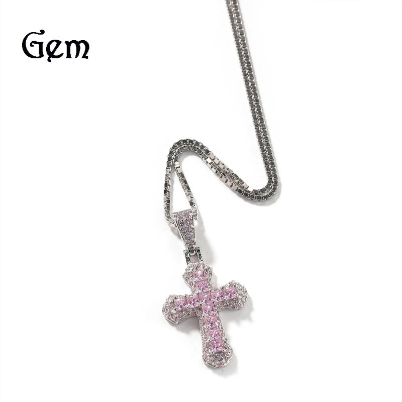 Rhodolite - ネックレス レディース 十字架 ジルコニア チョーカー 電気メッキ加工 ショート ファッション アクセサリー ペンダント おしゃれ かわいい 首飾り 女性用