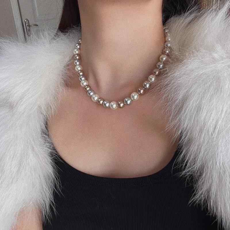 Rhodolite - ネックレス レディース 高品質 インポート 施家 ジルコニア パール 混色 ブラウン コーヒーカラー 小さめ プチネックレス ペンダント 首飾り