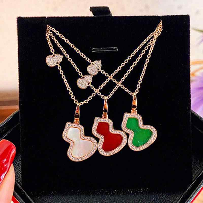 ネックレス レディース 高品質瑪瑙 葫芦 ローズゴールドメッキ 鎖骨チェーン 小さめサイズ 高級感 ラッキーアイテム(4.0)