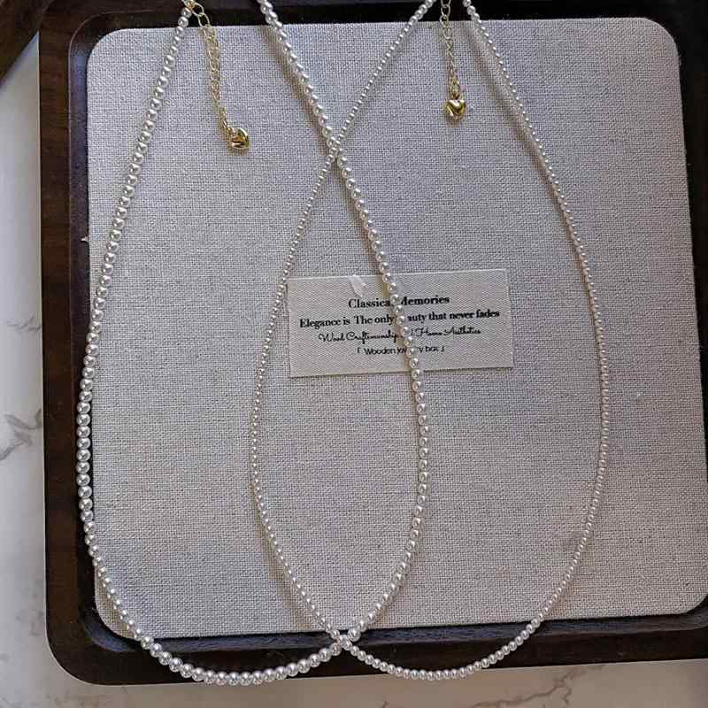 Cubic Zirconia - ネックレス レディース 極細 小米 パール チョーカー 鎖骨見せ 首飾り アクセサリー 上品 エレガント シンプル かわいい