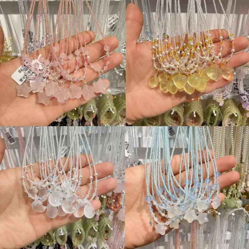 ネックレス レディース 天然石 スワロフスキー ジルコニア ピンク系 夏 中華風 ペンダント エレガント かわいい ギフト プレゼント2