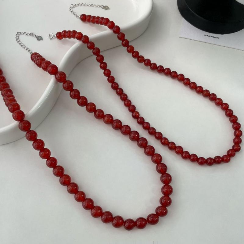 ネックレス レディース シルバー925 レッド瑪瑙 ハンドメイド 小さめ 上品 高見え ファッション おしゃれ