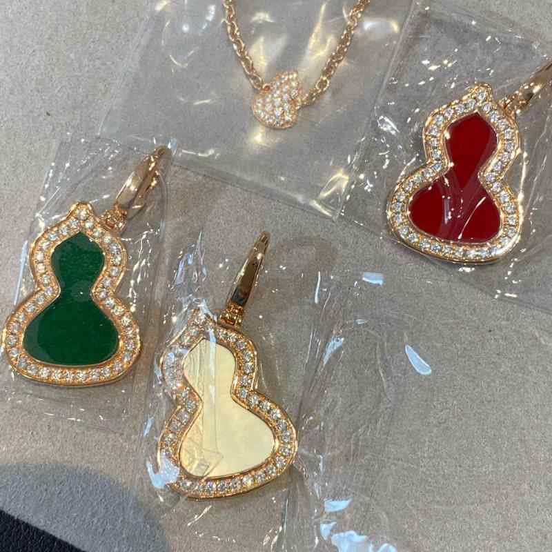 ネックレス レディース レッド瑪瑙 ローズゴールド 中サイズ ジルコニア 古風 葫芦 ペンダント 鎖骨チェーン