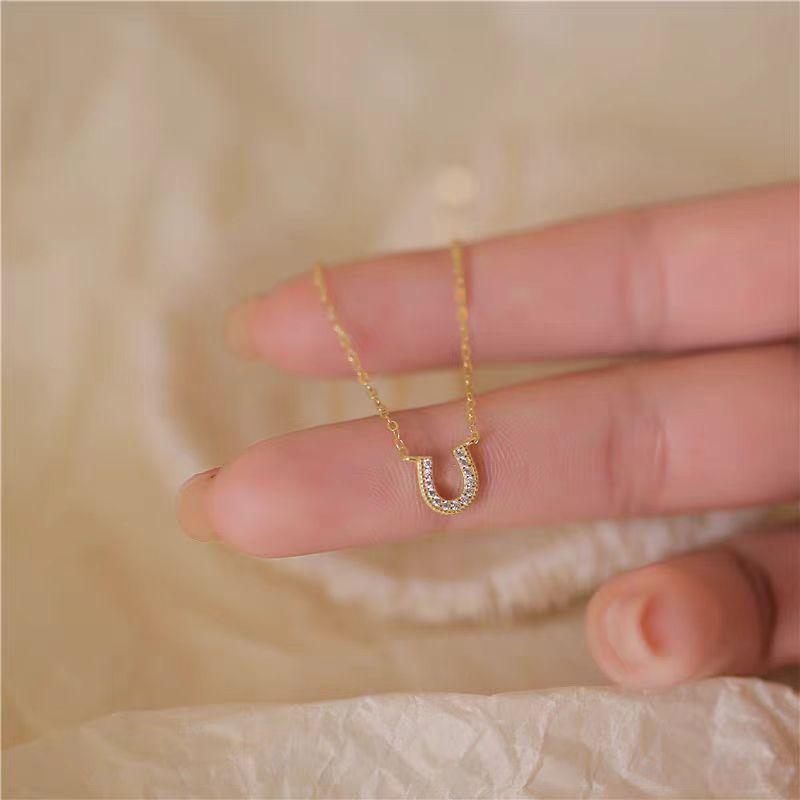 换色 - ネックレス レディース シルバー925 14K金メッキ 日本製 馬蹄 鎖骨 エレガント 清楚 通勤 百搭 普段使い