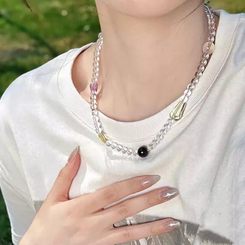 Rhinestone - ネックレス レディース 紫水晶 多宝 串珠 白水晶 かわいい
