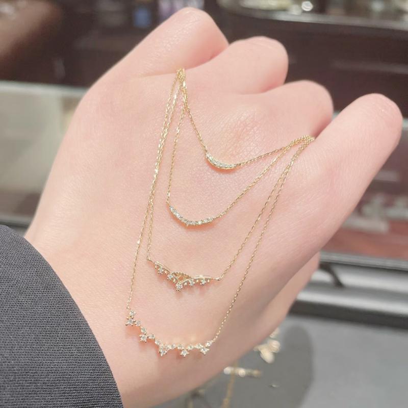 Beads - ネックレス レディース シルバー925 ジルコニア スマイル 7粒 ショート ペンダント 鎖骨 春夏 アクセサリー かわいい シンプル 普段使い オフィス