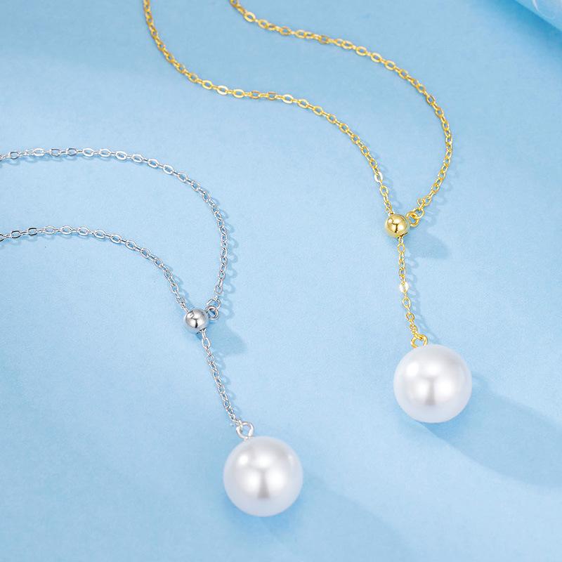 ネックレス レディース シルバー925 オーストラリア産 高輝度 貝パール Y字 ラリエット 伸縮 調節可能 ..