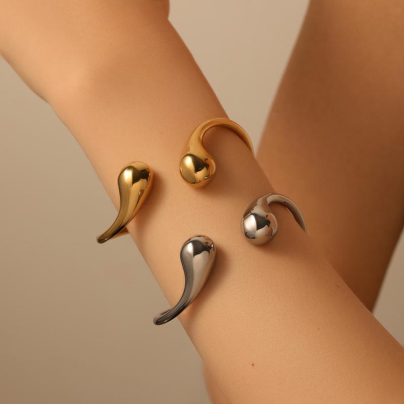 Other , Materials - ブレスレット レディース ファッション小物 普段使い アクセサリー ステンレス製 ゴールドカラー シンプル 水滴 ドロップモチーフ バングル 重ね付け2