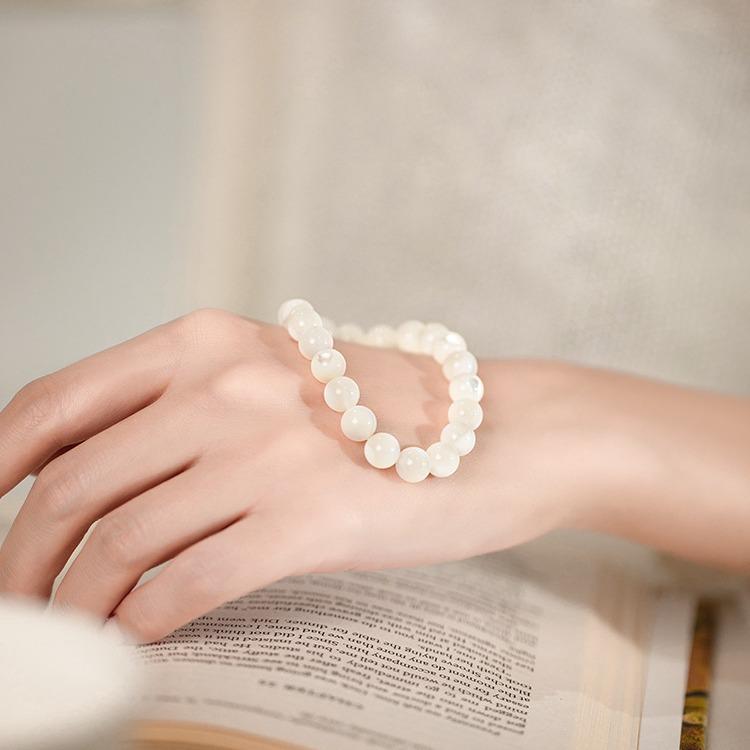 其它 材質 - ブレスレット レディース 天然白貝 伸縮性 手作り 研磨 上品 きれいめ