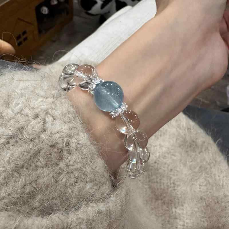 Jade - ブレスレット レディース 高級感 アクアマリン 白水晶 上品 エレガント 清楚 大人 かわいい 普段使い プレゼント