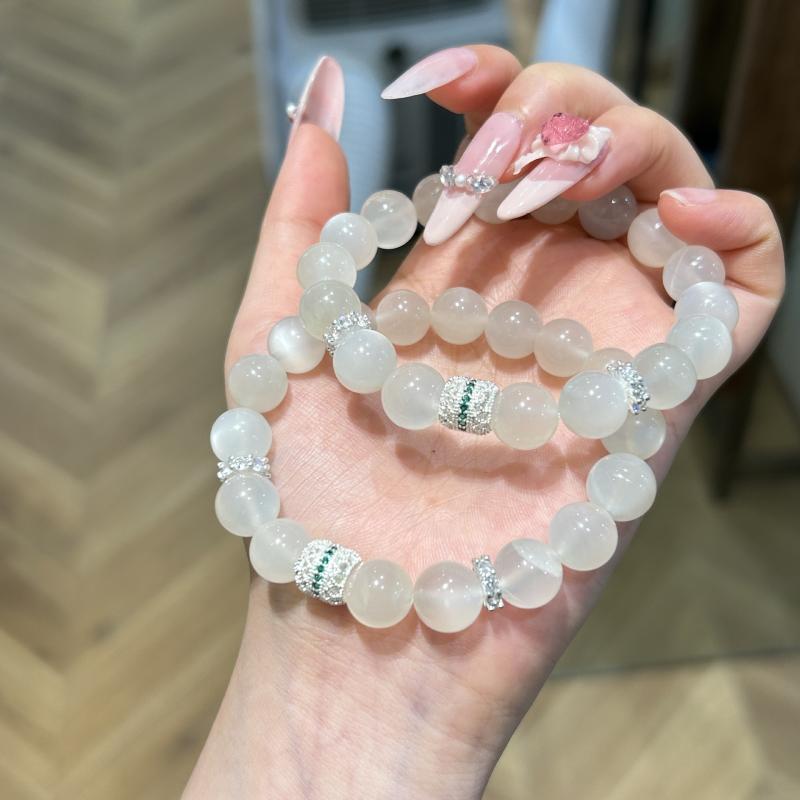 Jade - ブレスレット レディース 天然石 月光石 水晶 個性的 小さめ きれいめ アクセサリー
