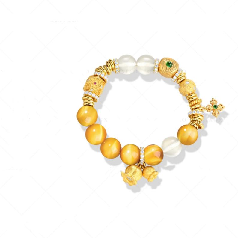 White Coral - ブレスレット レディース 秋冬 レトロ 天然石 虎眼石 パワーストーン 招財 金運 ラッキーアイテム 手作り アクセサリー かわいい