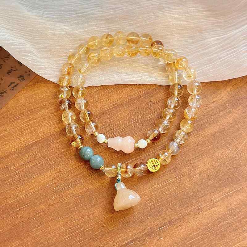ブレスレット レディース 女性用 天然水晶 ひょうたん 蓮の葉 水晶 高級感 新中式 国風 手 цепочка2