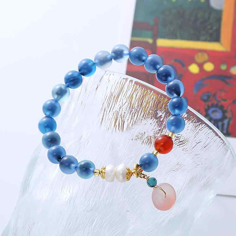 ブレスレット レディース 小粒 瑪瑙 淡水パール ビーズ 塩源瑪瑙 平安扣 ハンドメイド アクセサリー ジュエリー 上品 かわいい おしゃれ