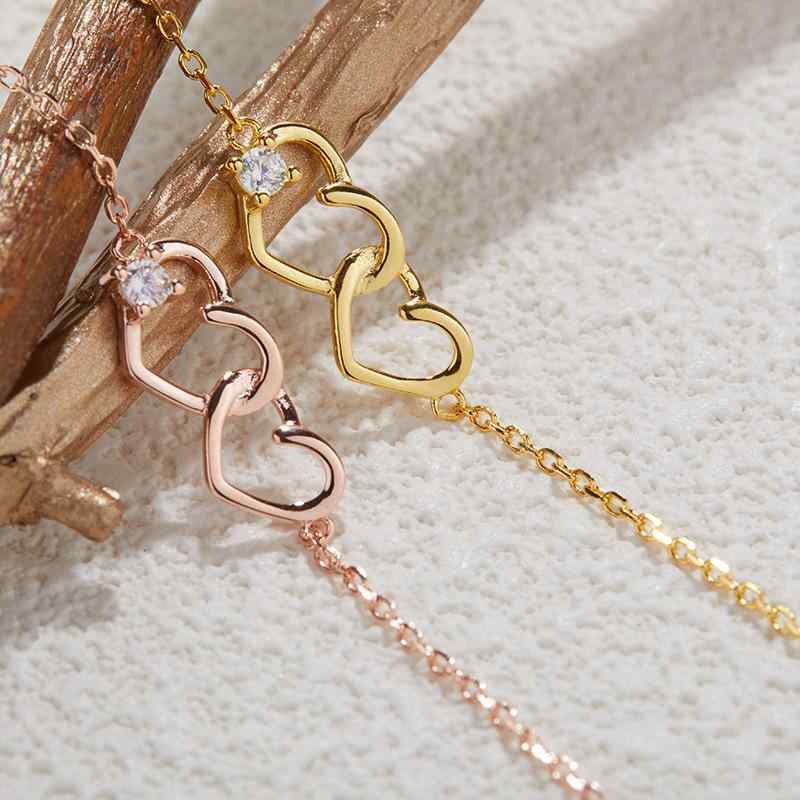 ブレスレット レディース S925 シルバー ジルコニア ハートモチーフ 韓国風 かわいい ペア 手 цепочка アクセサリー