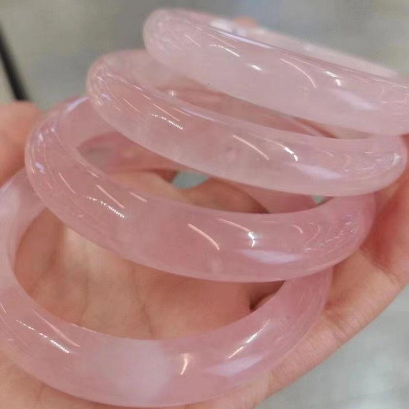 Coral Pink - ブレスレット レディース ピンク水晶 天然石 レッド 通透 ワイド 小众 腕輪 バングル 氷種 手環 アクセサリー ジュエリー