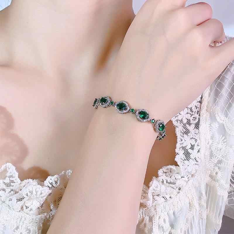 Jade - ブレスレット レディース ファッション アクセサリー カラーストーン ピンク ジルコニア エメラルド風 エレガント 上品 多用途 手飾り