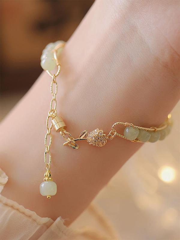 ブレスレット レディース 天然和田玉 新しい中国式 ローズ 薔薇 バラ 花柄 小さめデザイン 国学風 ラグジュアリー 手 цепочка