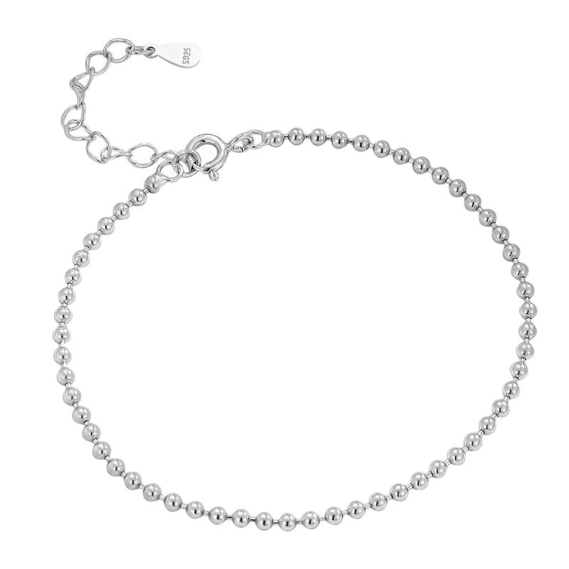 Cubic Zirconia - ブレスレット レディース s925 シルバー 個性的 ミニマル 2mm ビーズ 上品 高見え ラウンドビーズ 配飾