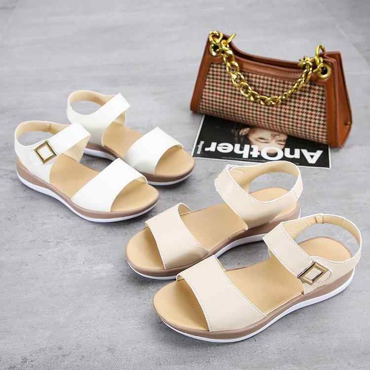 サンダル レディース 春夏 カジュアル ぺたんこ マジックテープ 大学生 女子 靴 シューズ 24.5cm 25cm 25.5cm