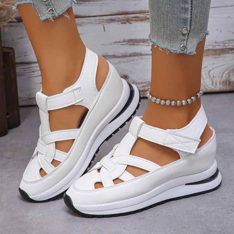 Shoes - サンダル レディース 大きいサイズ 春夏 欧米風 厚底 ローマ風 マジックテープ 女性 靴 21.92cm