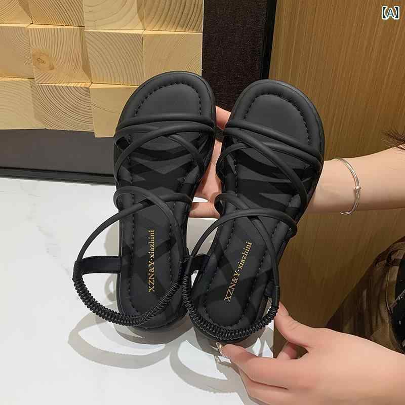 サンダル レディース ローマ風 フラット ぺたんこ 歩きやすい 疲れない 流行 かわいい スカート サマー 春夏