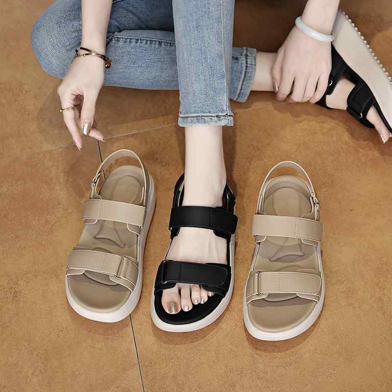 サンダル レディース 厚底 普段使い ビーチ ローマ風 マジックテープ ベルクロ 履きやすい 疲れない 歩きやすい 美脚 軽量 クッション性 リゾート カジュアル 春夏