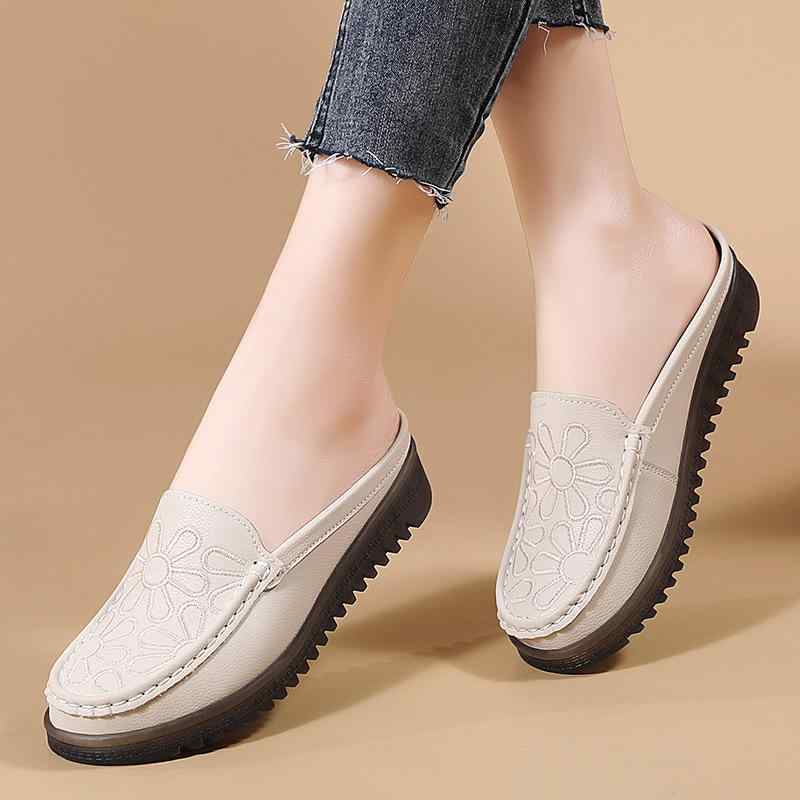 サンダル レディース 春夏 スリッパ 坡跟 刺繍 柔らかい底 滑り止め 大きいサイズ カジュアル 女性用 外履き