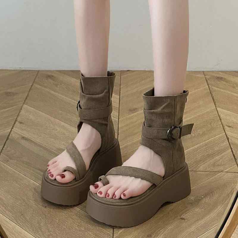 サンダル レディース 厚底 ウェッジソール 疲れない 歩きやすい 痛くない 接触冷感 ウエスタン カウボーイ ブーツ サマーブーツ オープントゥ ショートブーツ