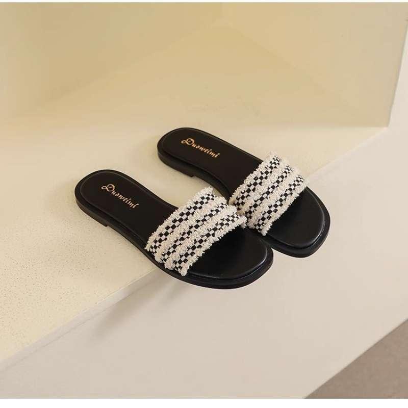 サンダル レディース フラット 黒 小香風 軟底 一文字 スリッパ 大きいサイズ 海 砂浜 普段使い