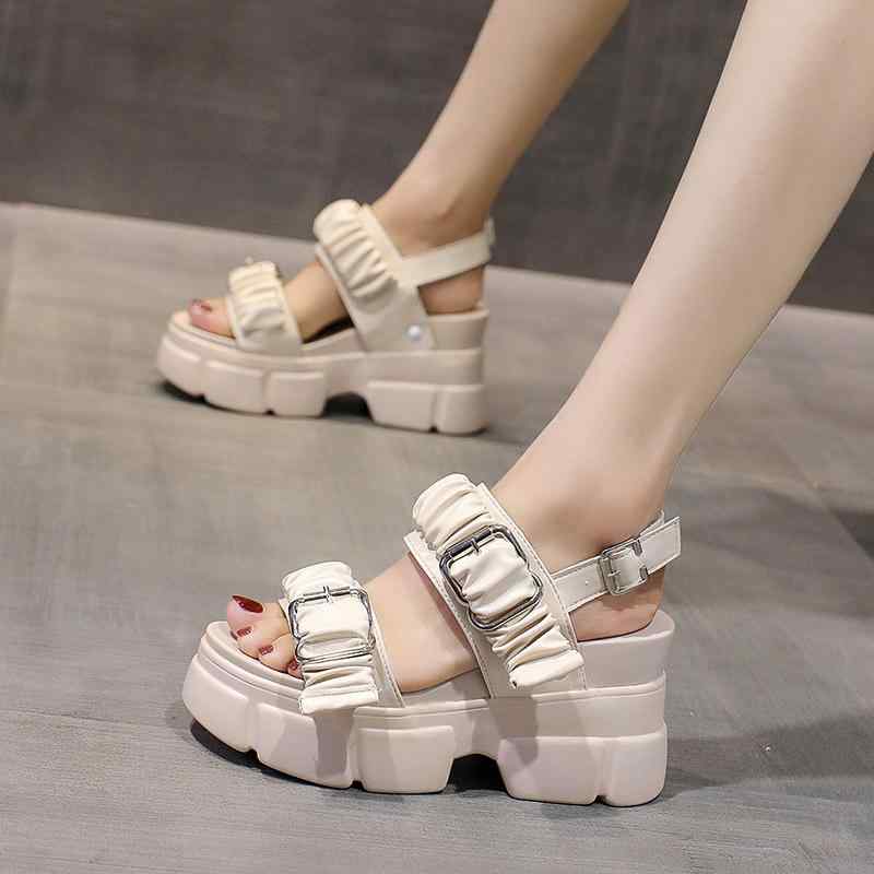 サンダル レディース 厚底 ウェッジソール ビーチサンダル 褶皱 ローマ風 おしゃれ かわいい 歩きやすい 普段使い2