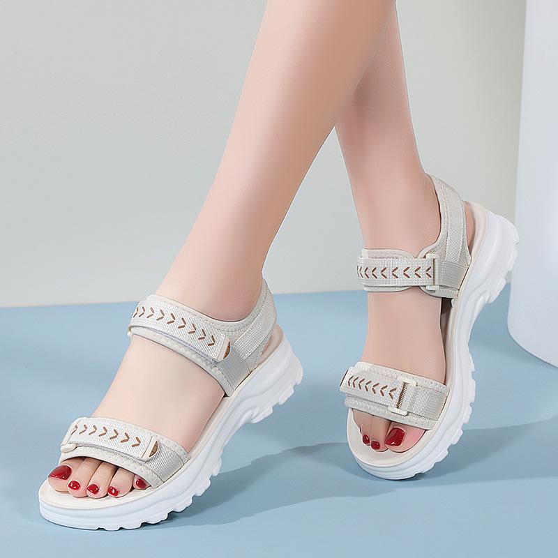 サンダル レディース 春夏 スポサン 厚底 ベルクロ スポーツサンダル ビーチサンダル 普段使い 疲れな..