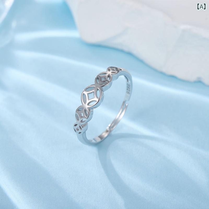 指輪 レディース S925 銀製 ラッキーアイテム 無名指 シルバーリング 電気メッキ加工