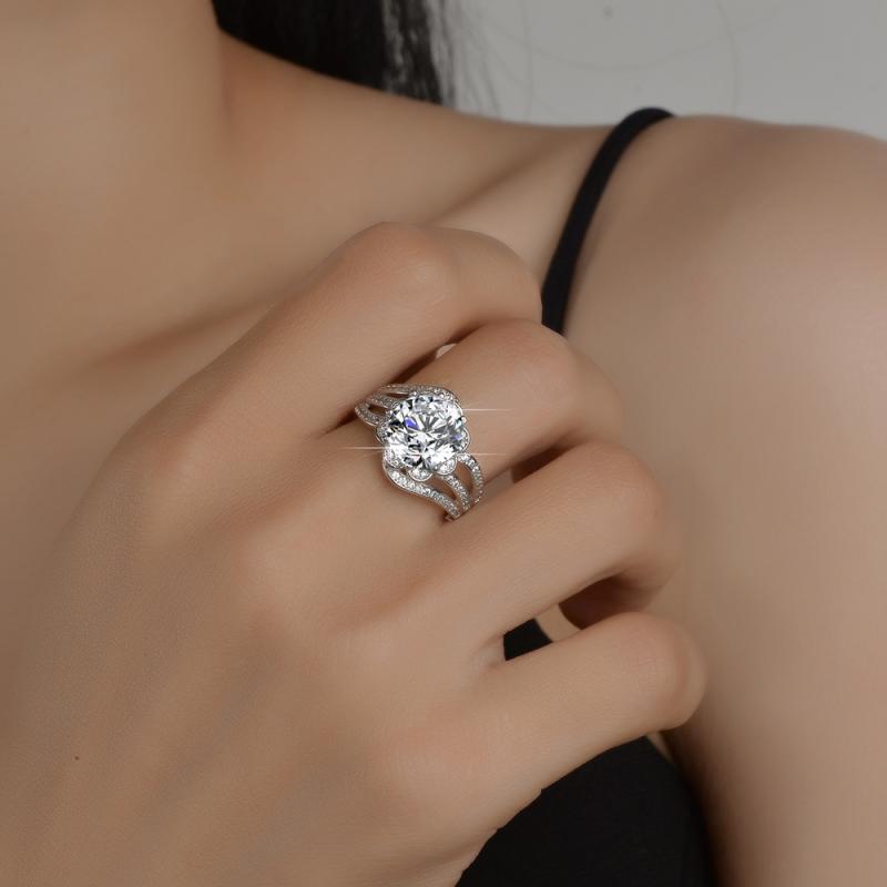 指輪 レディース S925 銀 モアサナイト 手捧花 三克拉 シルバーリング 銀指輪 女性用 エレガント アクセサリー ジュエリー