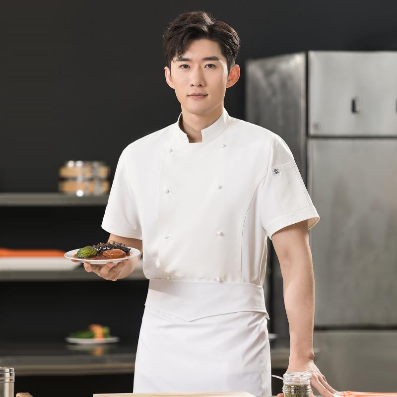 コックコート 半袖 レストラン 飲食店 厨房服 調理服 夏用 メンズ パン職人 料理人 ユニフォーム
