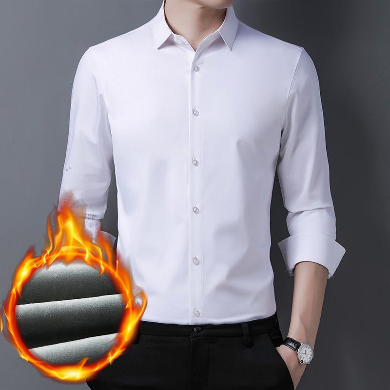 シャツ メンズ 男性用 秋冬 無地 保温 あったか 暖かい スリム 長袖 カジュアル 普段使い