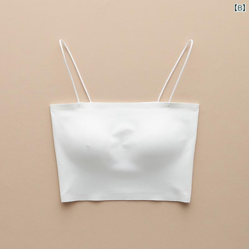 キャミソール レディース 春夏 接触冷感 高弾性 短丈 チューブトップ 無縫製 スポーティ ブラトップ 部屋着 普段使い インナー